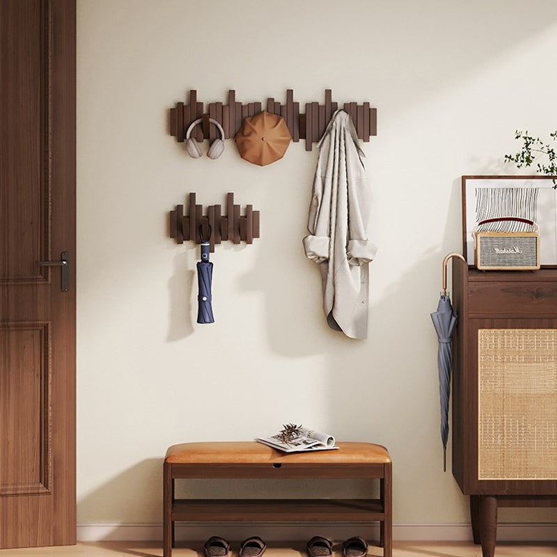 Piano Key Solid Wood Wall Hooks – Modern Decorative Coat Rack with Foldable Hooks