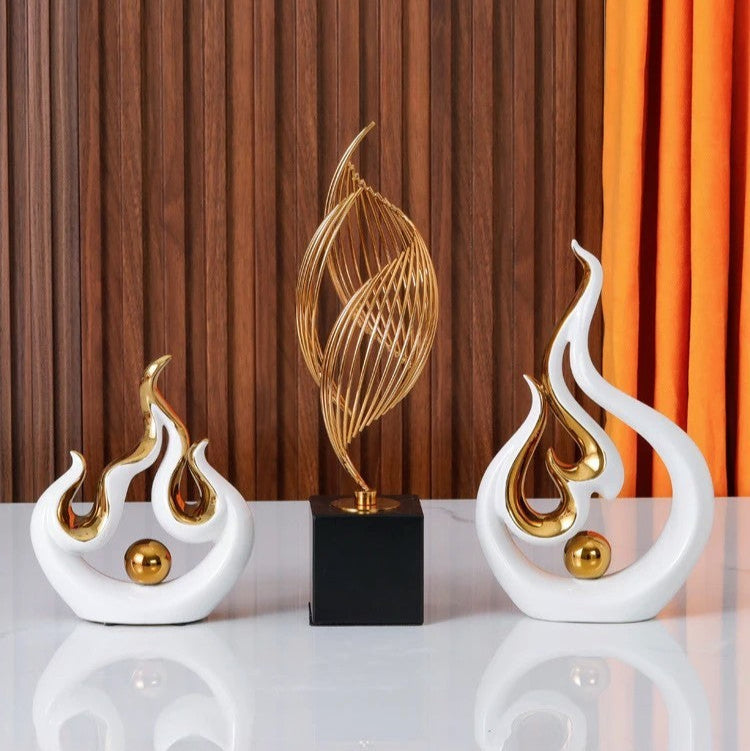 Modern Flame Ceramic Sculpture – Stylish Abstract Fire Design