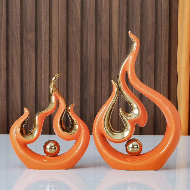 Modern Flame Ceramic Sculpture – Stylish Abstract Fire Design