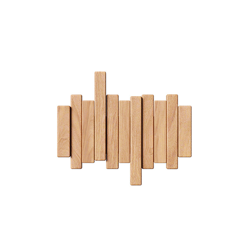 Modern Piano Key Wooden Wall Hook Rack – Decorative Beech Wood Coat Hanger with Retractable Hooks