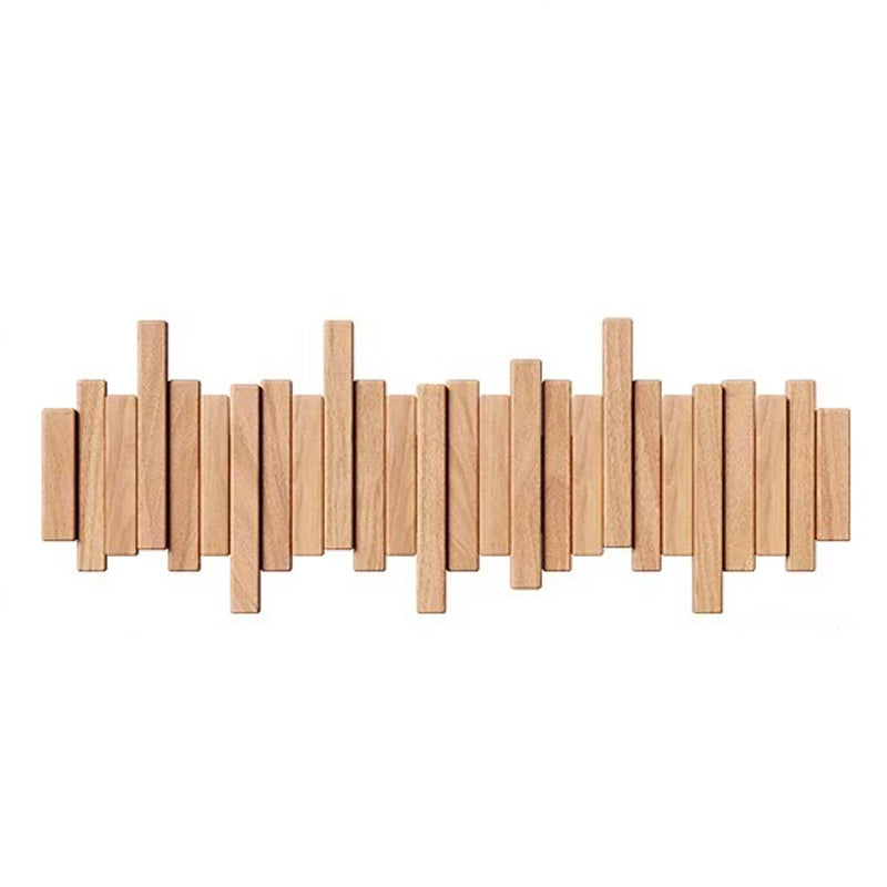 Modern Piano Key Wooden Wall Hook Rack – Decorative Beech Wood Coat Hanger with Retractable Hooks