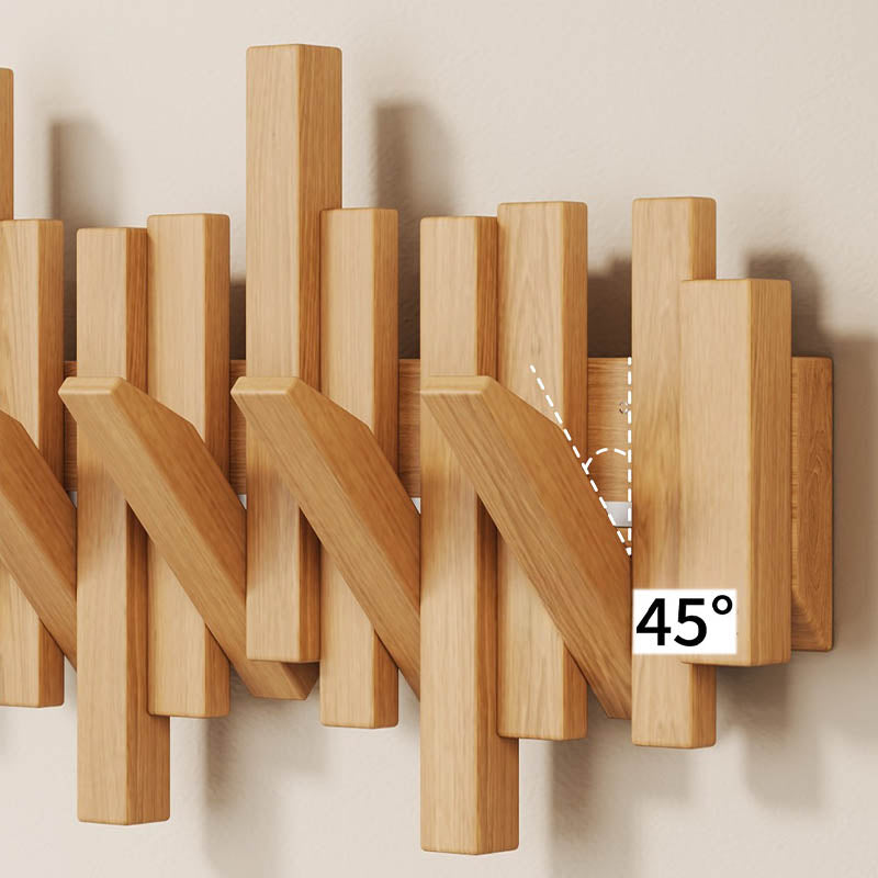 Modern Piano Key Wooden Wall Hook Rack – Decorative Beech Wood Coat Hanger with Retractable Hooks