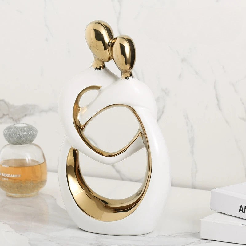 Modern Romantic Couple Figurine - Ceramic Love Sculpture Home Décor