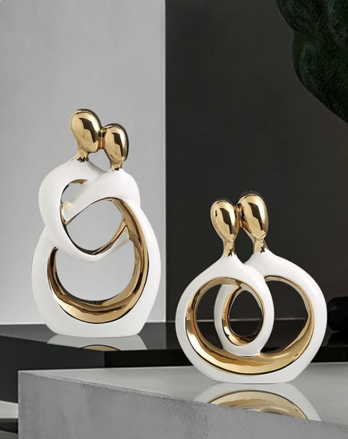 Modern Romantic Couple Figurine - Ceramic Love Sculpture Home Décor