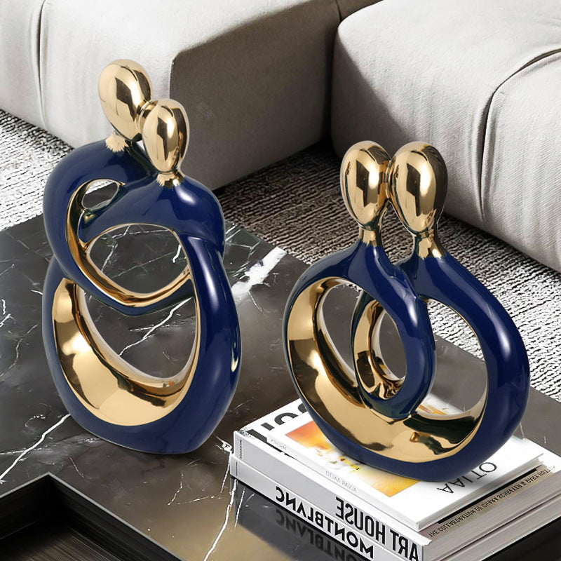 Modern Romantic Couple Figurine - Ceramic Love Sculpture Home Décor