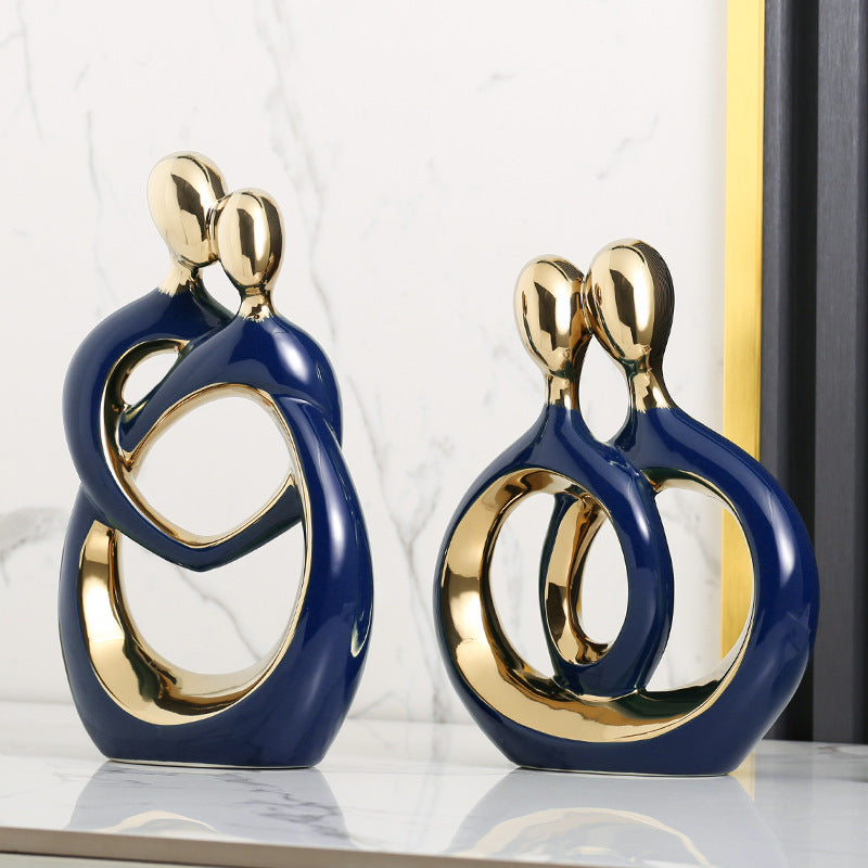 Modern Romantic Couple Figurine - Ceramic Love Sculpture Home Décor