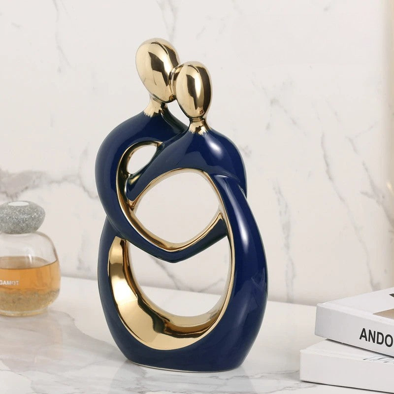 Modern Romantic Couple Figurine - Ceramic Love Sculpture Home Décor