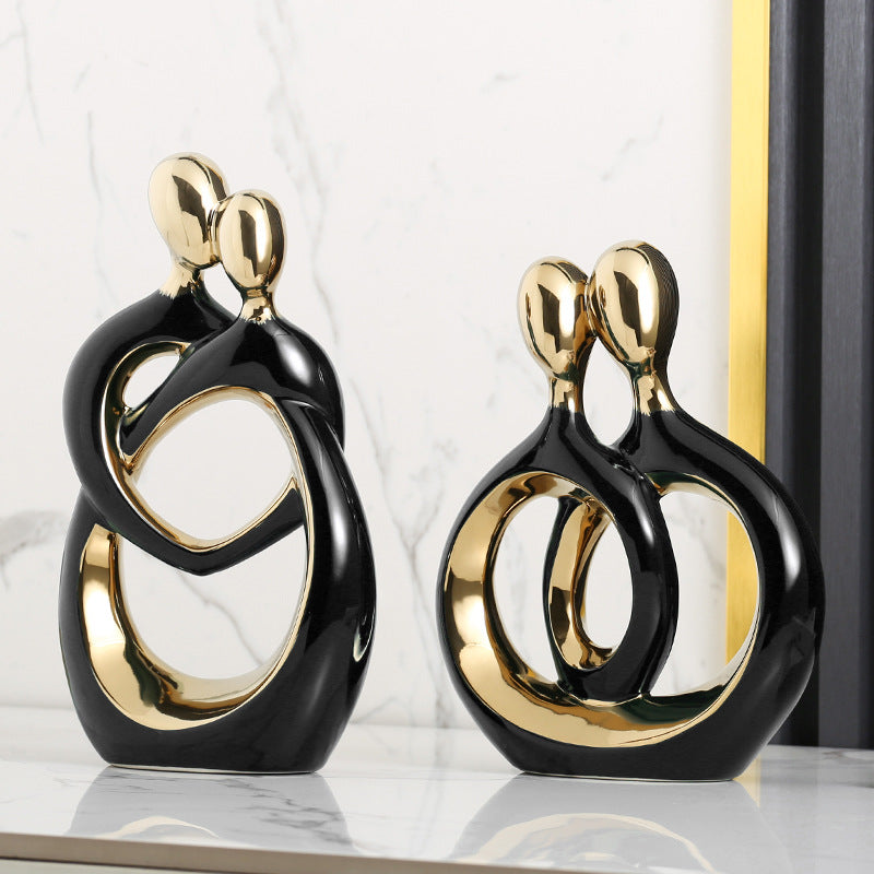 Modern Romantic Couple Figurine - Ceramic Love Sculpture Home Décor