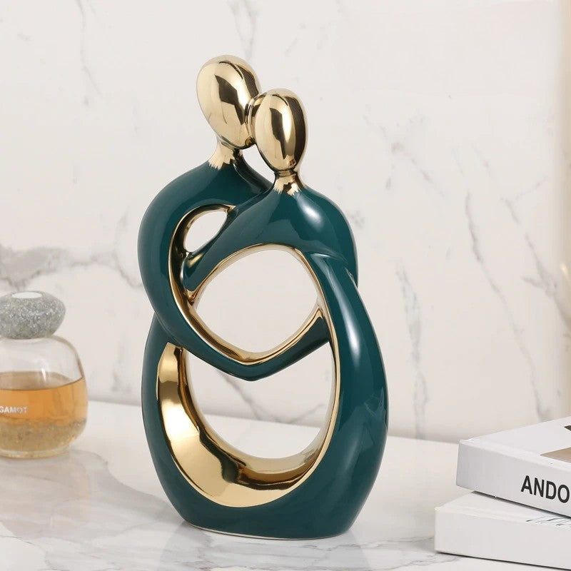 Modern Romantic Couple Figurine - Ceramic Love Sculpture Home Décor