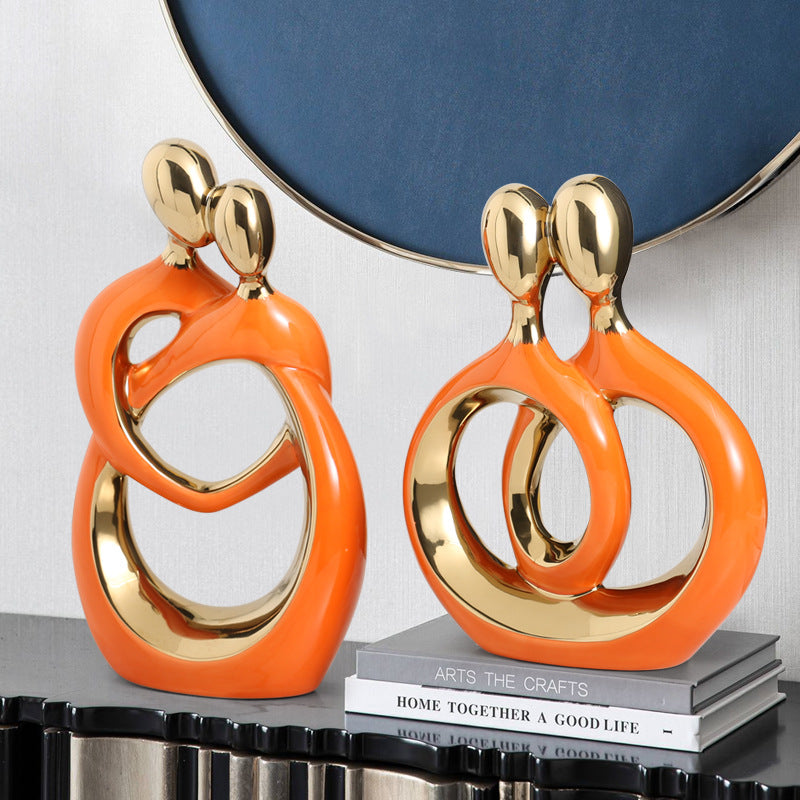 Modern Romantic Couple Figurine - Ceramic Love Sculpture Home Décor