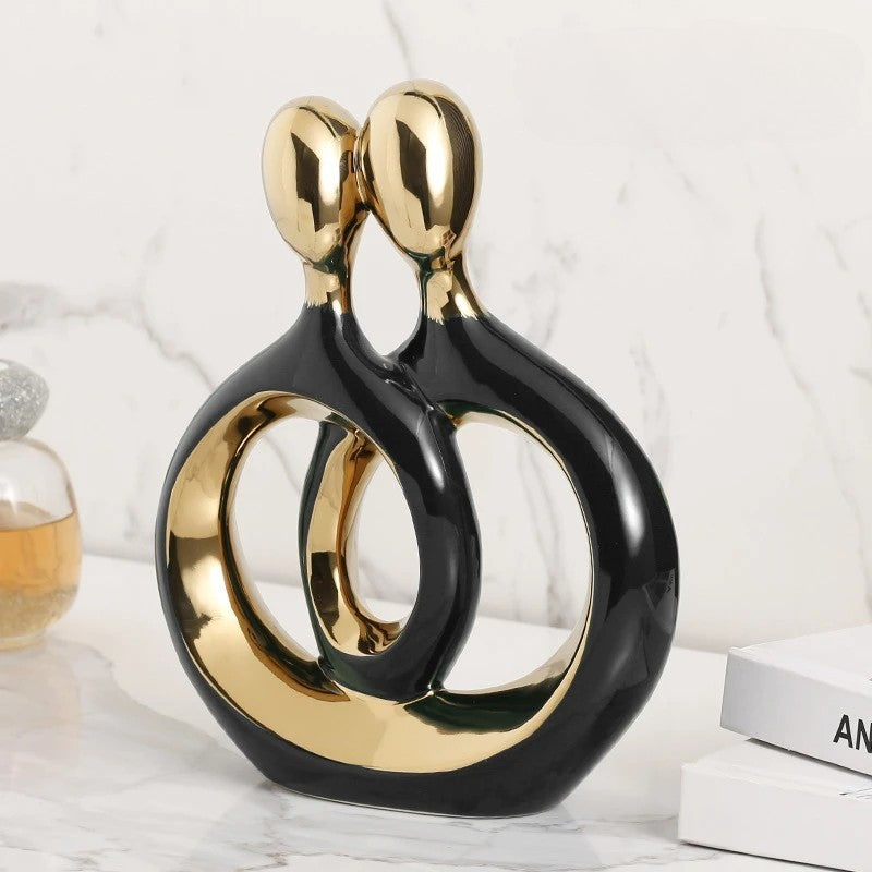 Modern Romantic Couple Figurine - Ceramic Love Sculpture Home Décor