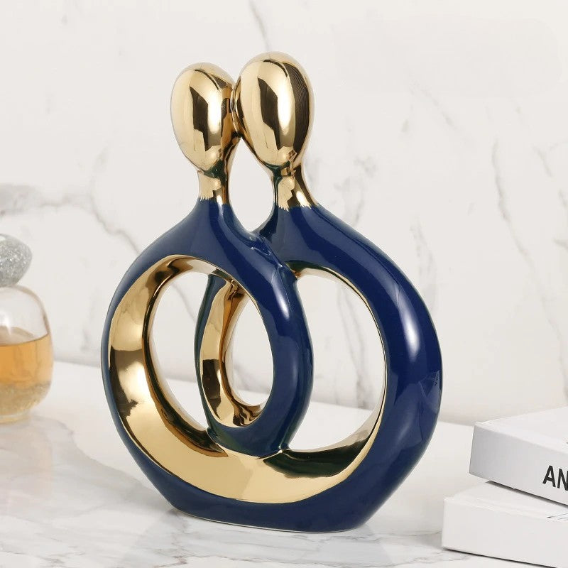 Modern Romantic Couple Figurine - Ceramic Love Sculpture Home Décor