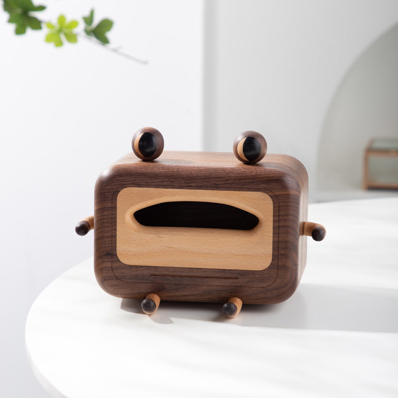 Unique Frog Design Wooden Tissue Cover