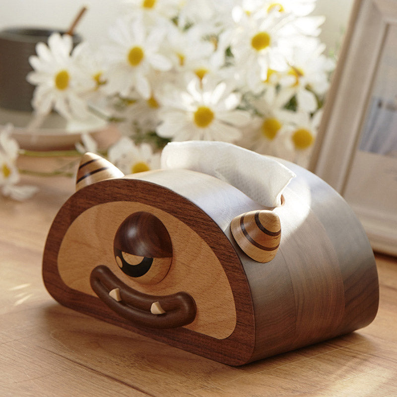 MonstroEye Wooden Tissue Box with Unique One-Eyed Design