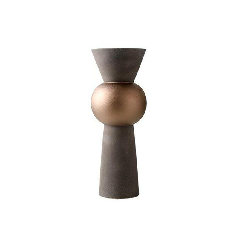 Natural Stone Texture Vases with Matte Copper-Colored Decal- Luxus Heim