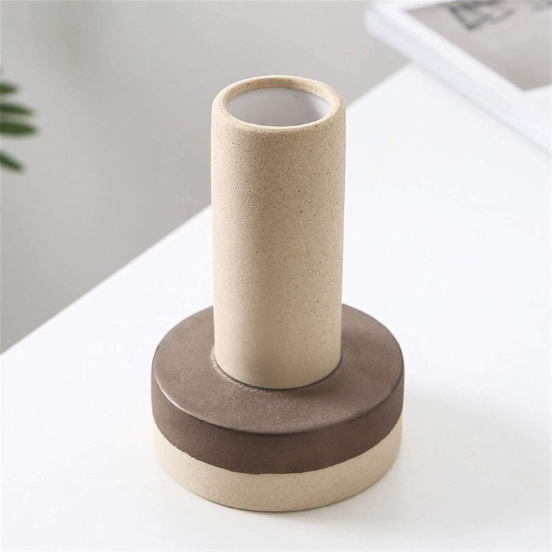 Natural Stone Texture Vases with Matte Copper-Colored Decal- Luxus Heim