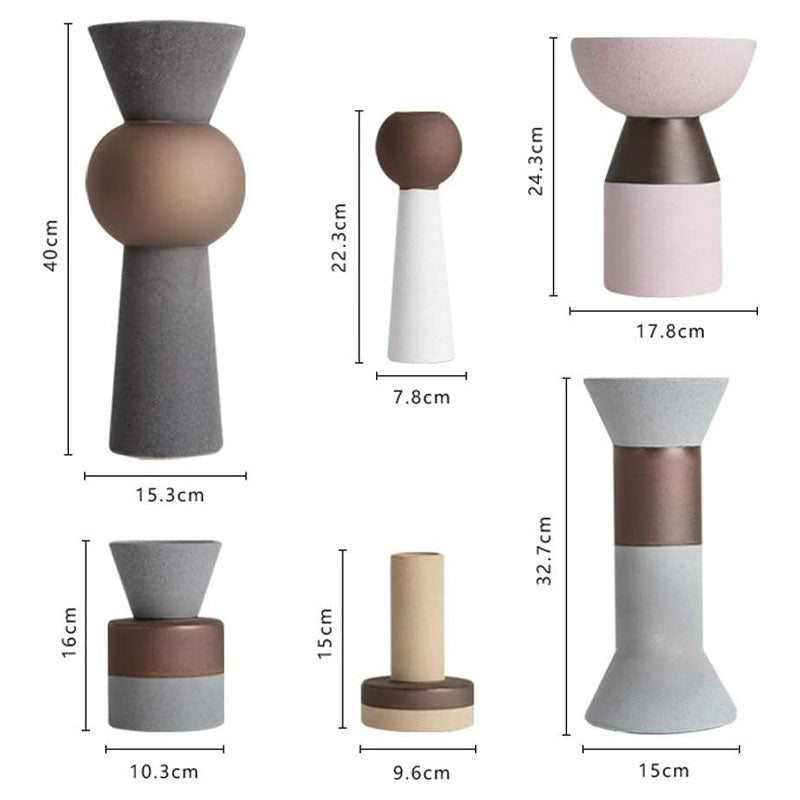 Natural Stone Texture Vases with Matte Copper-Colored Decal- Luxus Heim