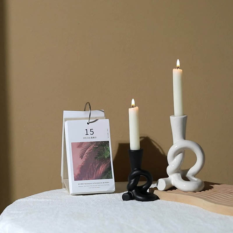 Modern Sculptural Knot Candle Holder – Minimalist Ceramic Decor