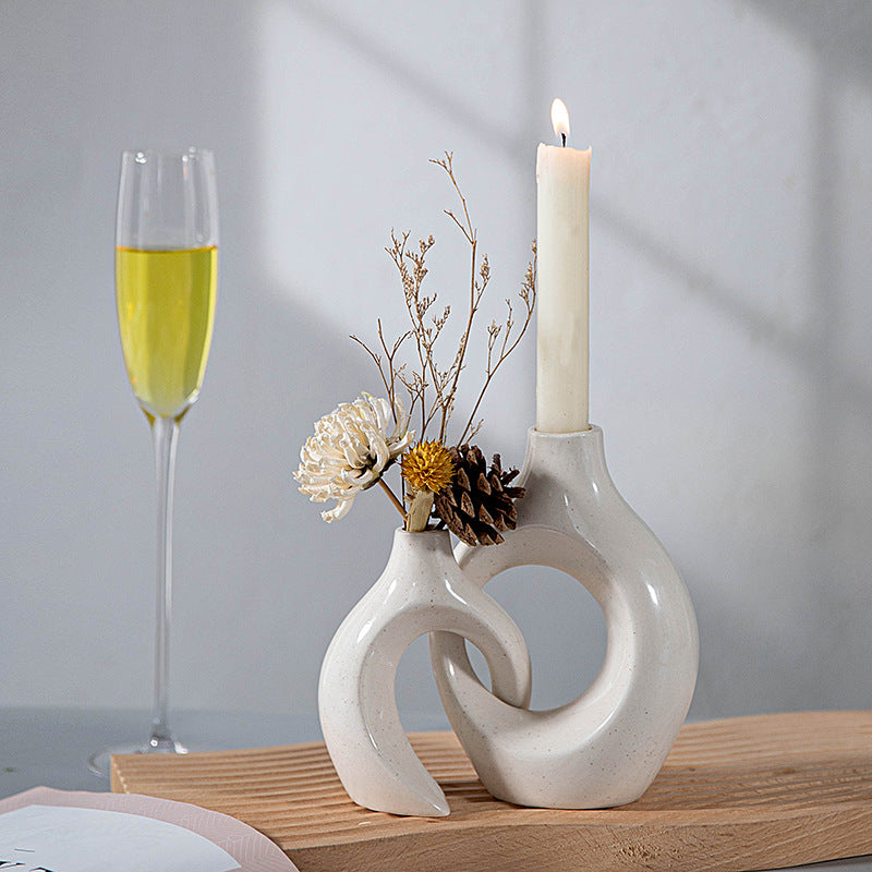 Modern Loop Ceramic Candle Holders Set – Stylish Minimalist Decor