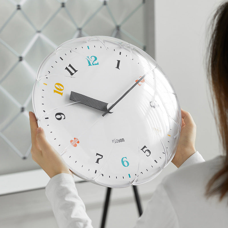 Bubble Dial Wall Clock – Minimalist Transparent Design with Vibrant Accents