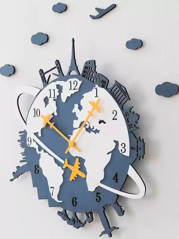 World Explorer Wall Clock – Travel-Themed Timepiece for Wanderlust Lovers