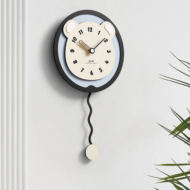 Teddy Swing Pendulum Wall Clock – Cute & Modern Kids Room Decor