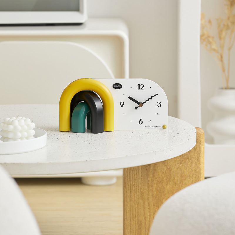 Colorful Arched Designer Clock – Perfect Desk Accent