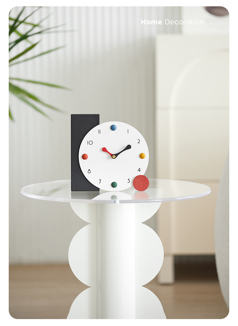 RetroPop Geometric Table Clock – Minimalist & Colorful Timepiece