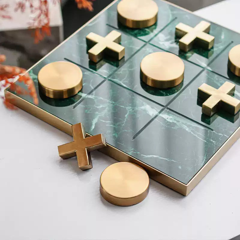 Luxurious Marble Tic-Tac-Toe Game Set – Elegant Décor and Fun