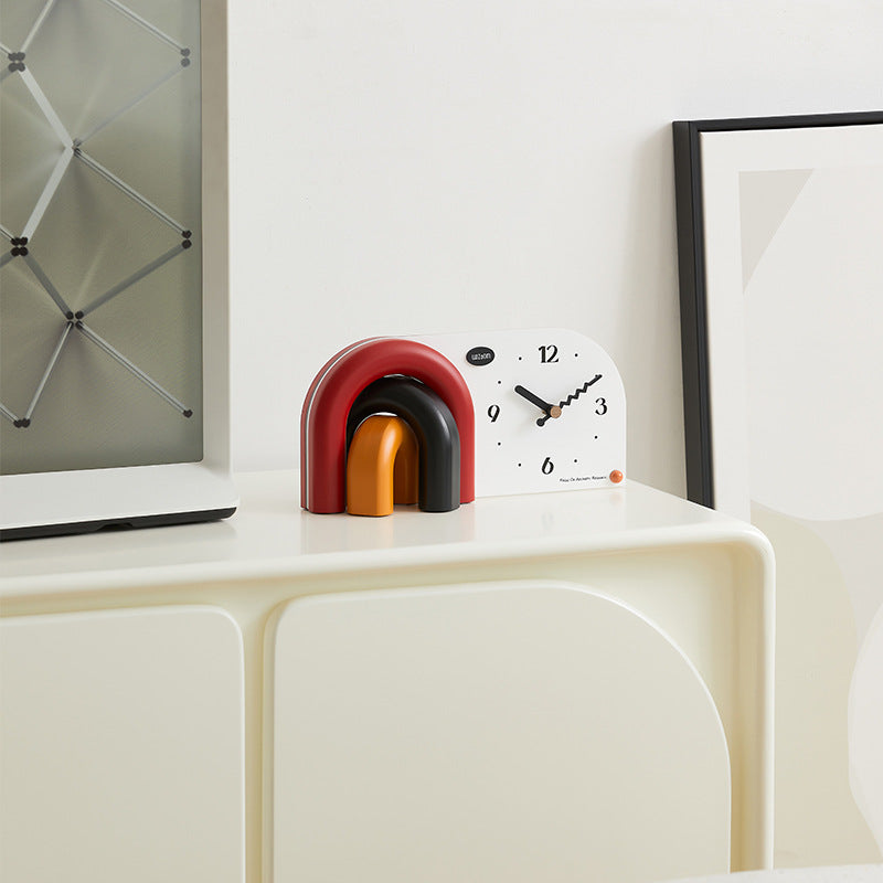 Colorful Arched Designer Clock – Perfect Desk Accent