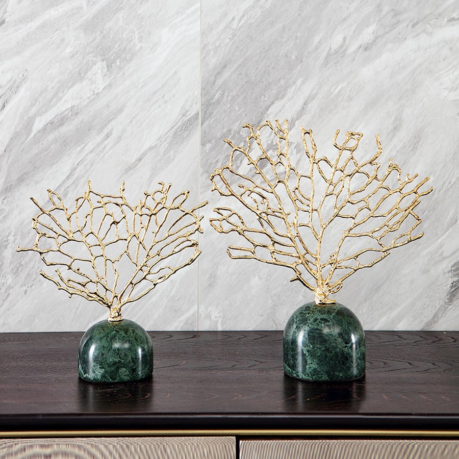 Golden Coral Luxe Sculpture – Elegant Nordic Decor