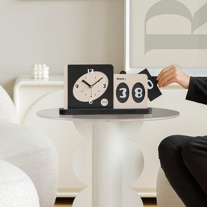 Retro Flip Clock & Date Display – Minimalist Desk Calendar Timepiece