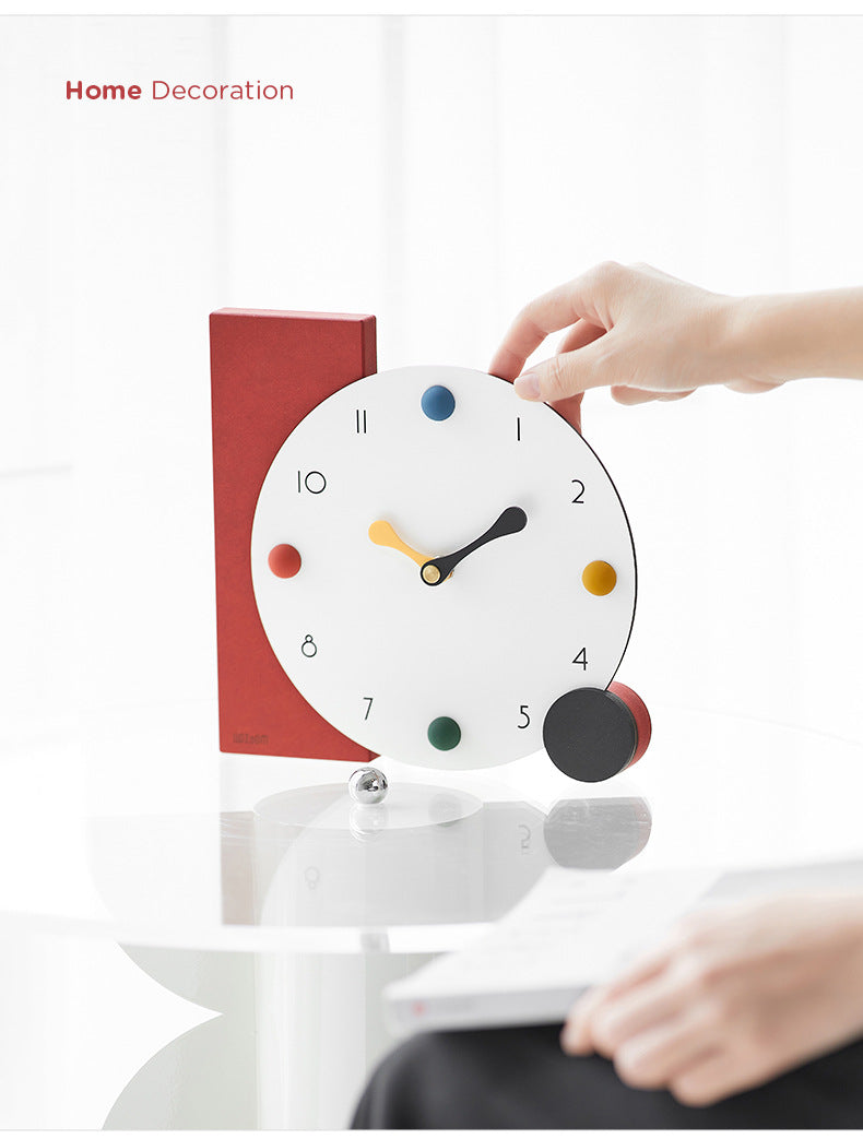 RetroPop Geometric Table Clock – Minimalist & Colorful Timepiece