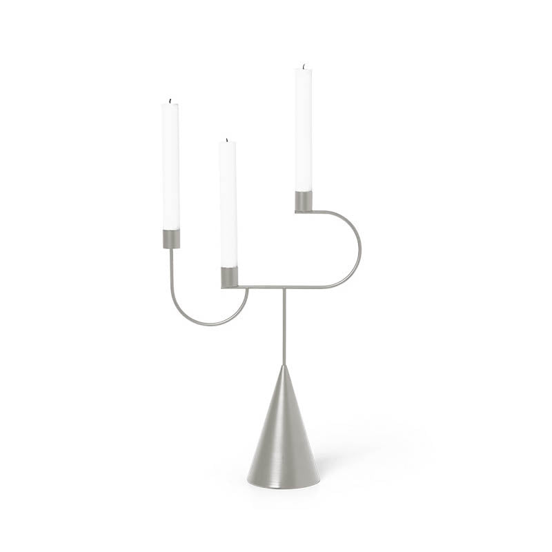 Tri-Candle Scandinavian Metal Centerpiece – Elegant Nordic Decor