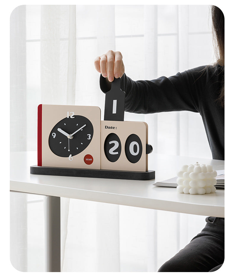 Retro Flip Clock & Date Display – Minimalist Desk Calendar Timepiece