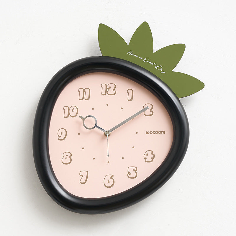 Strawberry-Shaped Silent Wall Clock for Kids – Fun & Eco