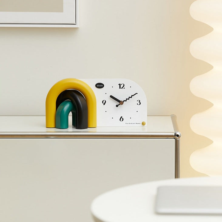 Colorful Arched Designer Clock – Perfect Desk Accent