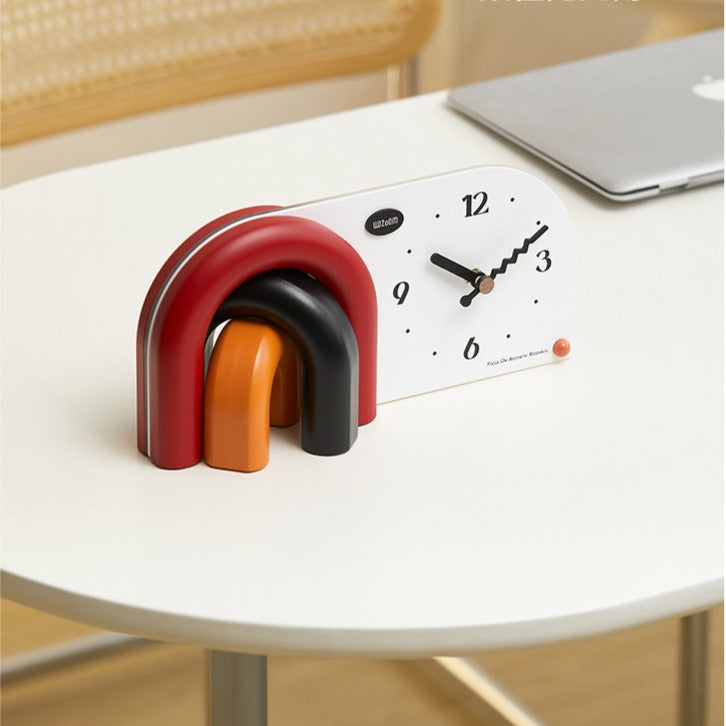 Colorful Arched Designer Clock – Perfect Desk Accent