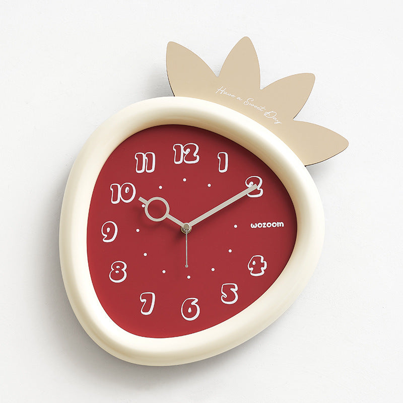 Strawberry-Shaped Silent Wall Clock for Kids – Fun & Eco