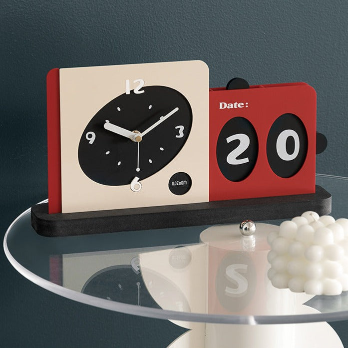 Retro Flip Clock & Date Display – Minimalist Desk Calendar Timepiece