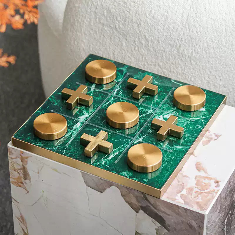 Luxurious Marble Tic-Tac-Toe Game Set – Elegant Décor and Fun