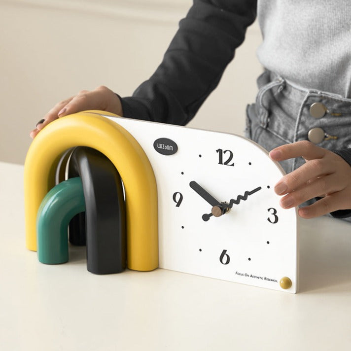 Colorful Arched Designer Clock – Perfect Desk Accent