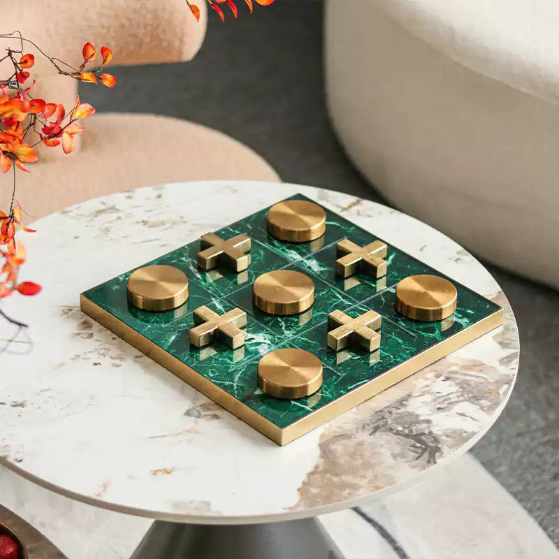 Luxurious Marble Tic-Tac-Toe Game Set – Elegant Décor and Fun