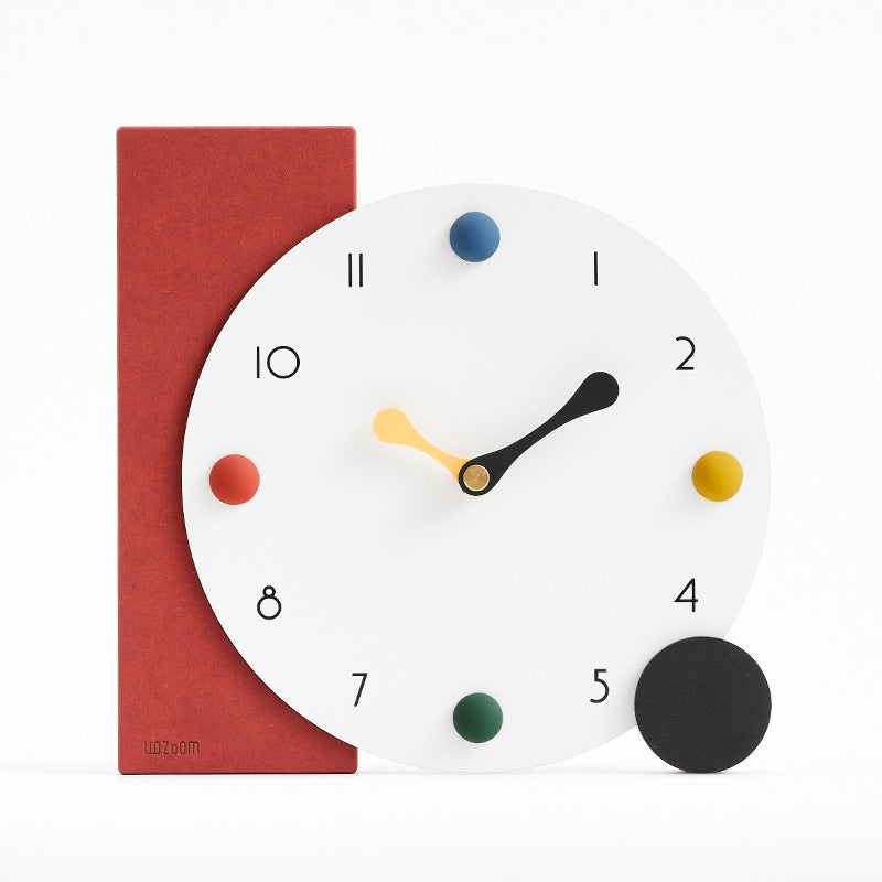 RetroPop Geometric Table Clock – Minimalist &amp; Colorful Timepiece