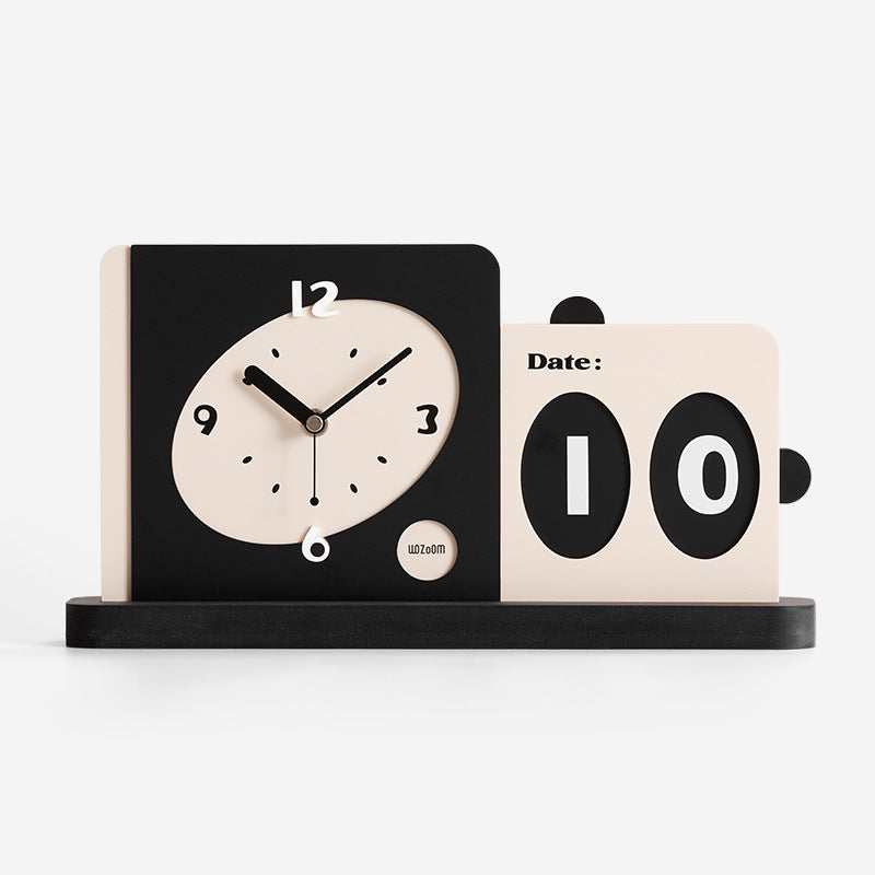 Retro Flip Clock & Date Display – Minimalist Desk Calendar Timepiece