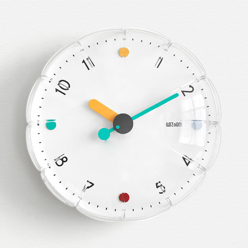 Bubble Dial Wall Clock – Minimalist Transparent Design with Vibrant Accents