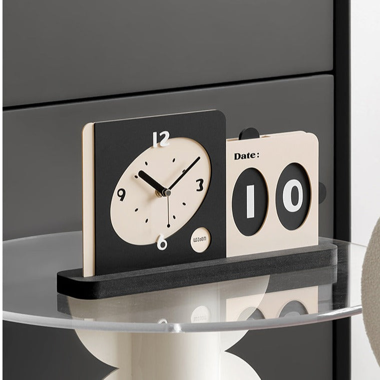 Retro Flip Clock & Date Display – Minimalist Desk Calendar Timepiece