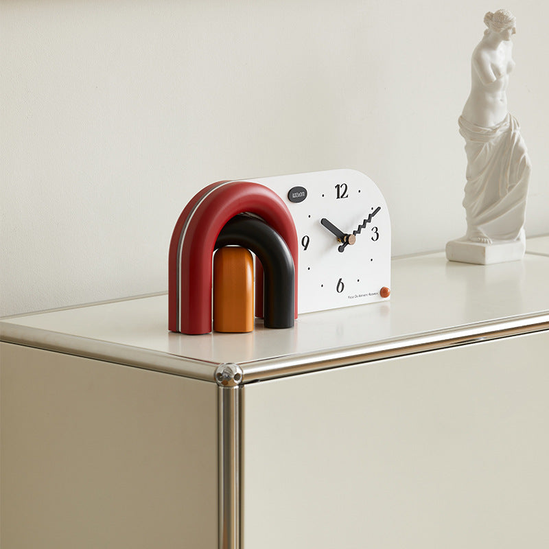 Colorful Arched Designer Clock – Perfect Desk Accent