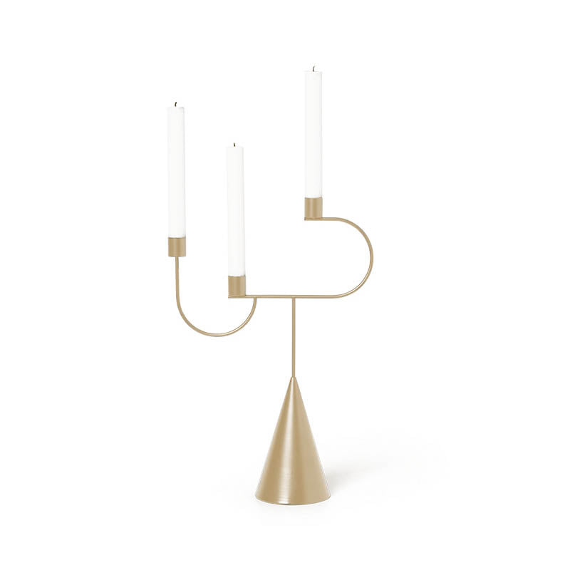 Tri-Candle Scandinavian Metal Centerpiece – Elegant Nordic