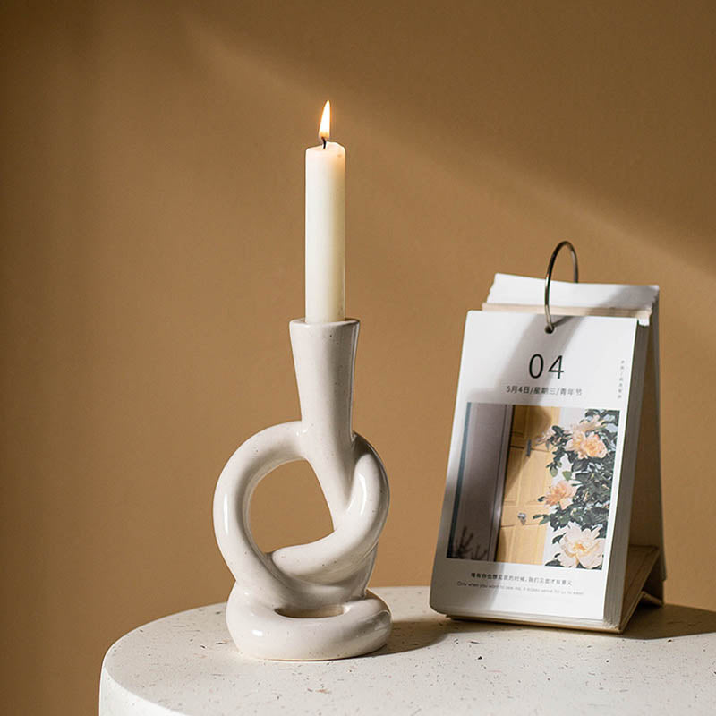 Modern Sculptural Knot Candle Holder – Minimalist Ceramic Decor